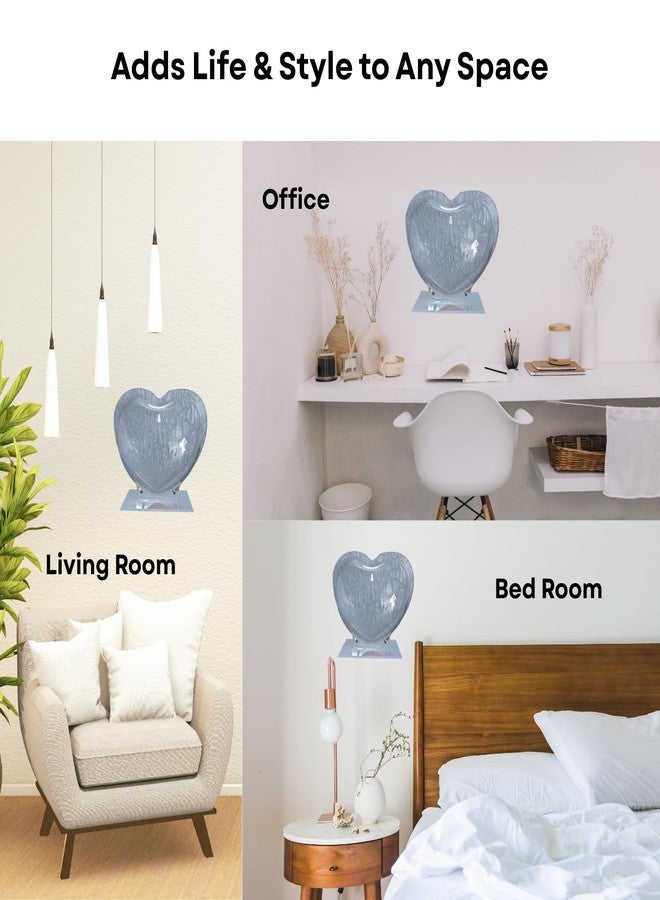 حوض سمك رمادي على شكل قلب، 9 بوصات، يُعلق على الحائط - مع حامل | حوض أسماك عصري للمنزل والمكتب والمقهى | تصميم موفر للمساحة | حوض سمك أنيق وحوض نباتات | تصميم صغير الحجم - Image 4